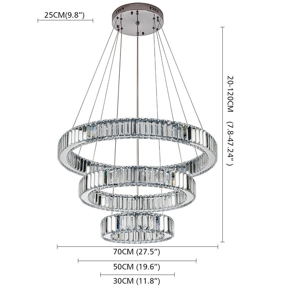 Chrome Crystal 3-Tier Pendant Light Modern Chandelier