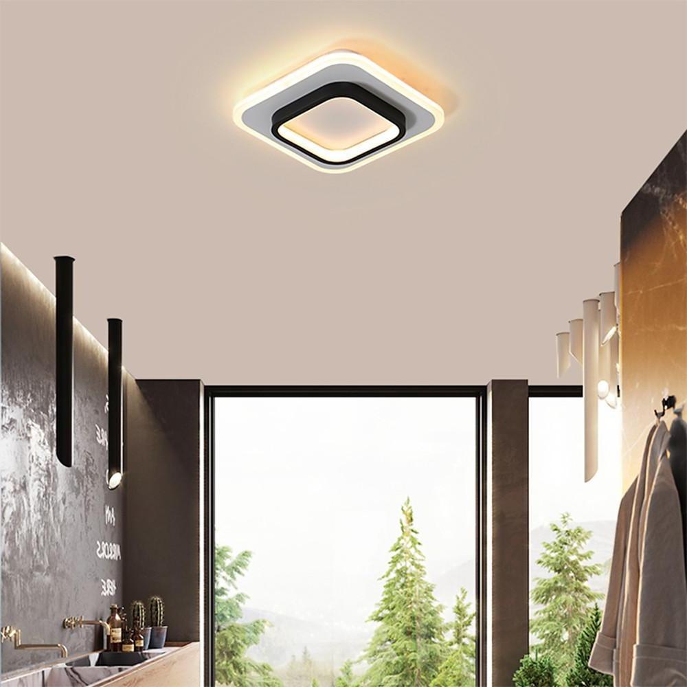 Double Square Shaped Flush Mount Light over Kitchen Sink LED Ceiling Light