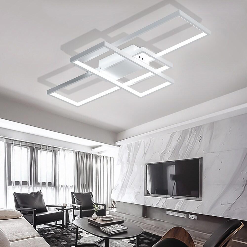 Multi Rectangle Large Flush Mount Ceiling Light with 3 Integrated Tiered Lights