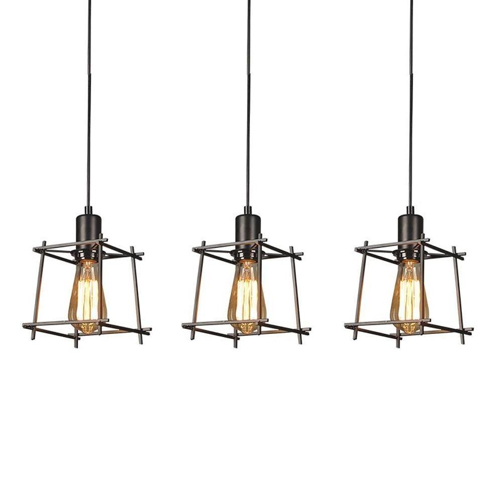 Square Metal Lantern Design LED Black Industrial Pendant Lighting Chandeliers