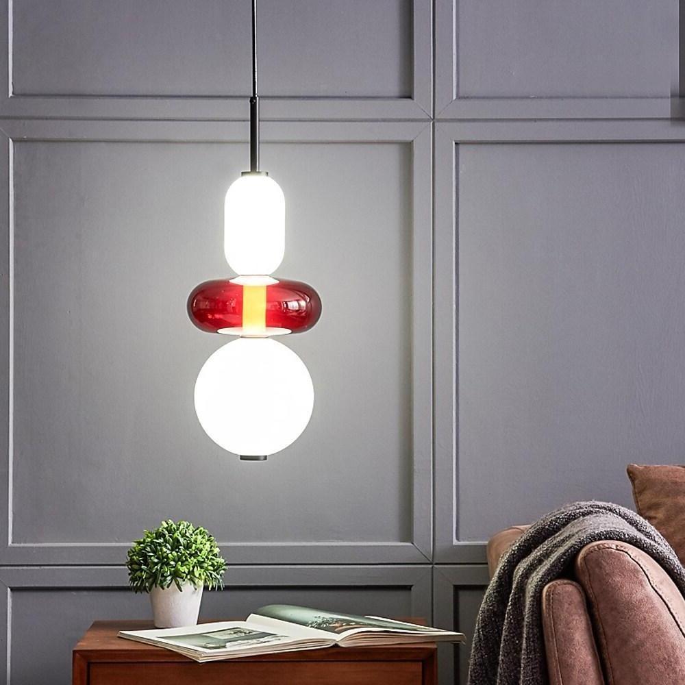 Multiple Shapes Colored Glass Pendant Light Metal Pendant Lighting