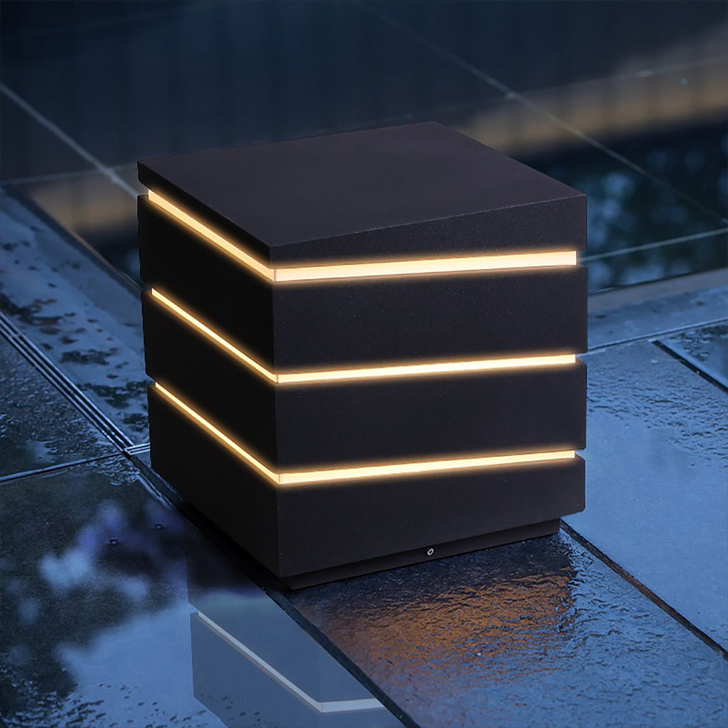 Square Line Decor LED Waterproof IP65 Black Minimalist Outdoor Light