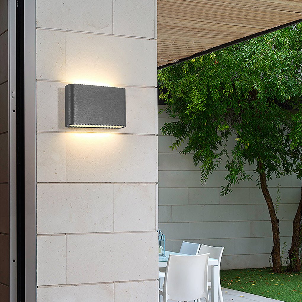 2-Light Black Modern Low Profile Exterior Porch LED Slim Outdoor Up Down Wall Light