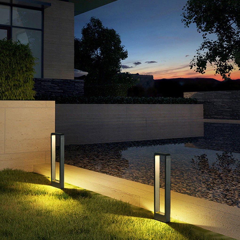 Rectangular Frame Waterproof Led Black Modern Outdoor Light Post Lamp