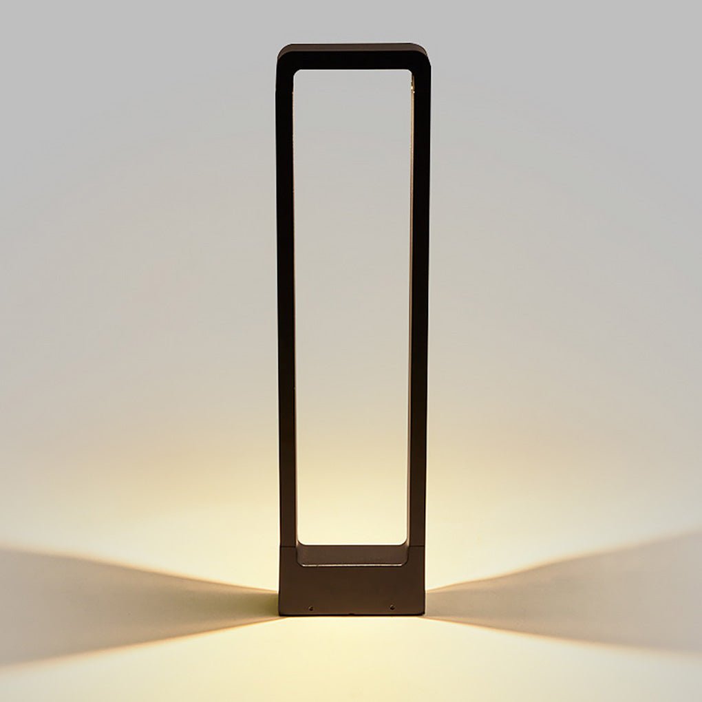 Rectangular Frame Waterproof Led Black Modern Outdoor Light Post Lamp