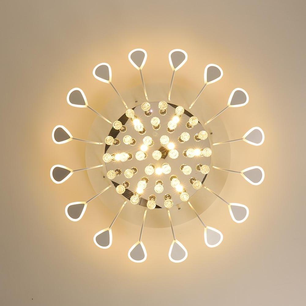 Flower Shaped Dimmable LED Crystal Modern Flush Mount Lighting Ceiling Light