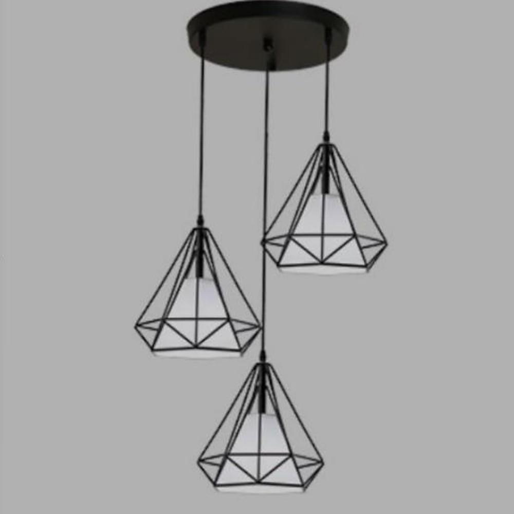 Geometrical Lantern Classic Island Pendant Lights Metal Fabric Ceiling Light