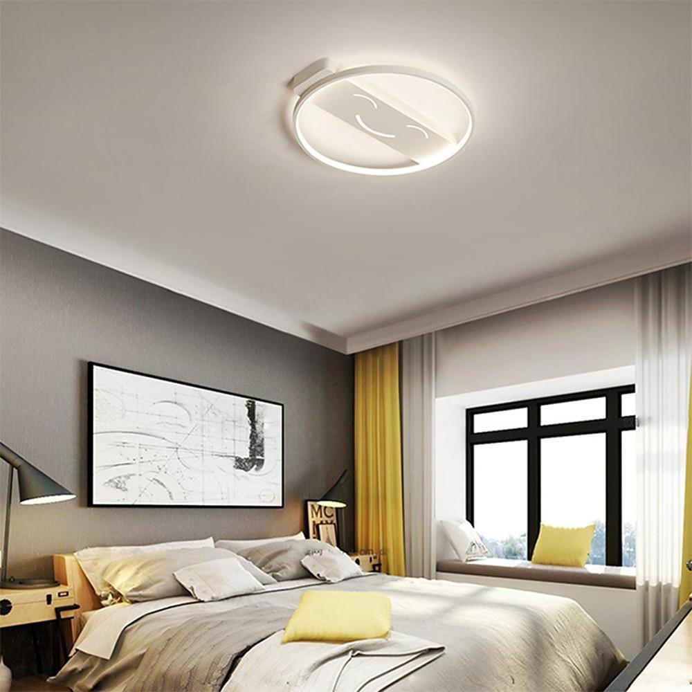 Circle Shaped Flush Mount Ceiling Light Face Metal Light 1 Light