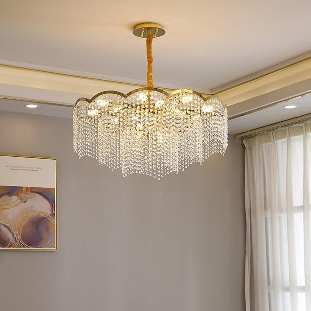 Lantern Design Electroplated Crystal Metal LED Modern Chandeliers