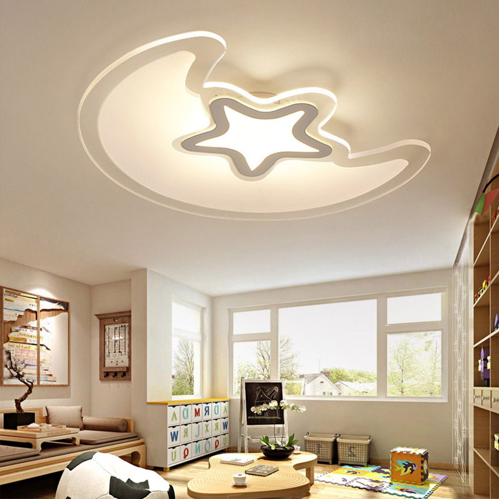 Modern Creative Special-shaped Trichromatic Dimming Moon Star Ceiling Light