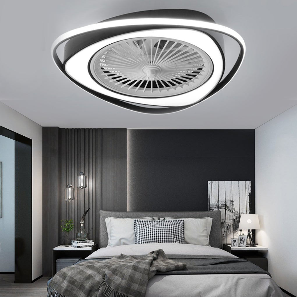 Modern Minimalist Stepless Dimming Invisible Bladeless Ceiling Fan Light for Bedroom