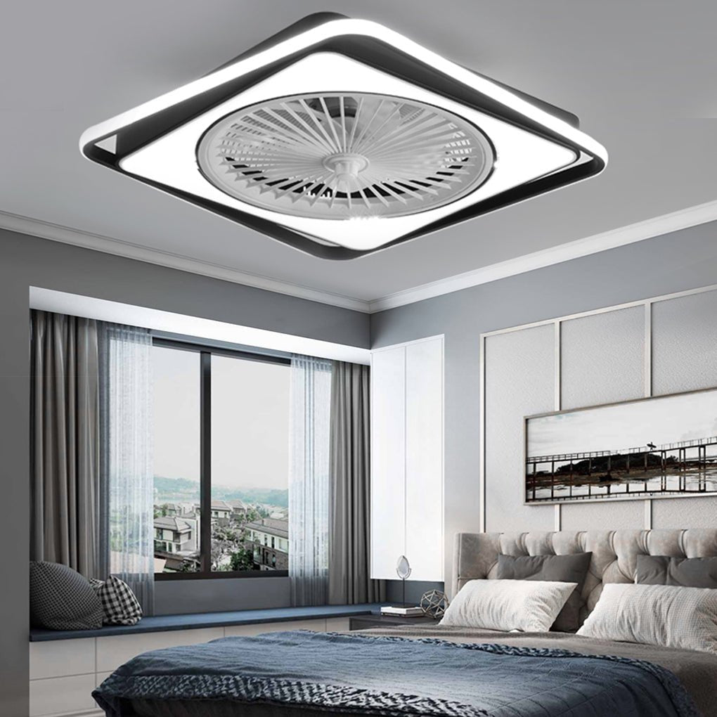 Modern Minimalist Stepless Dimming Invisible Bladeless Ceiling Fan Light for Bedroom