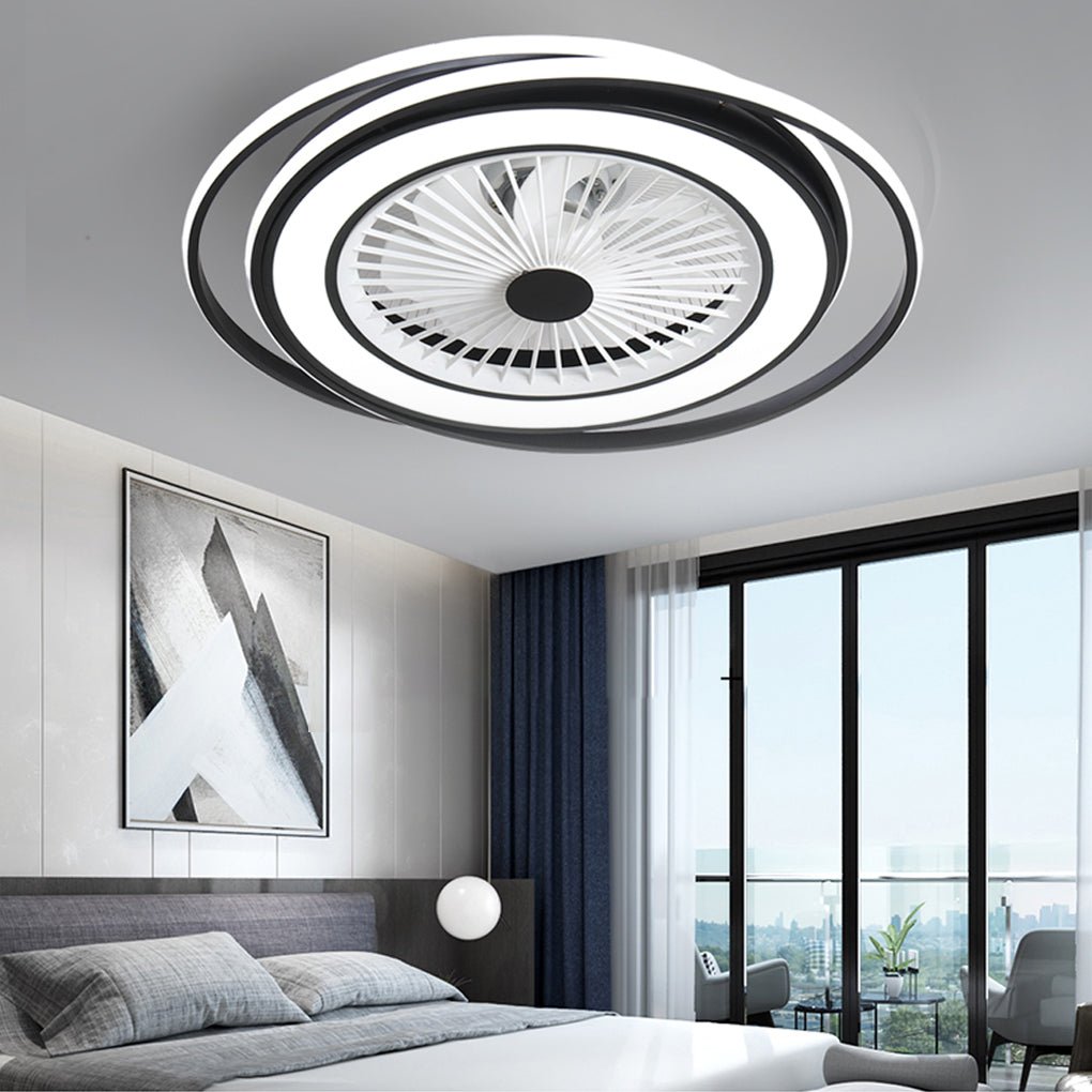 Modern Minimalist Stepless Dimming Invisible Bladeless Ceiling Fan Light for Bedroom