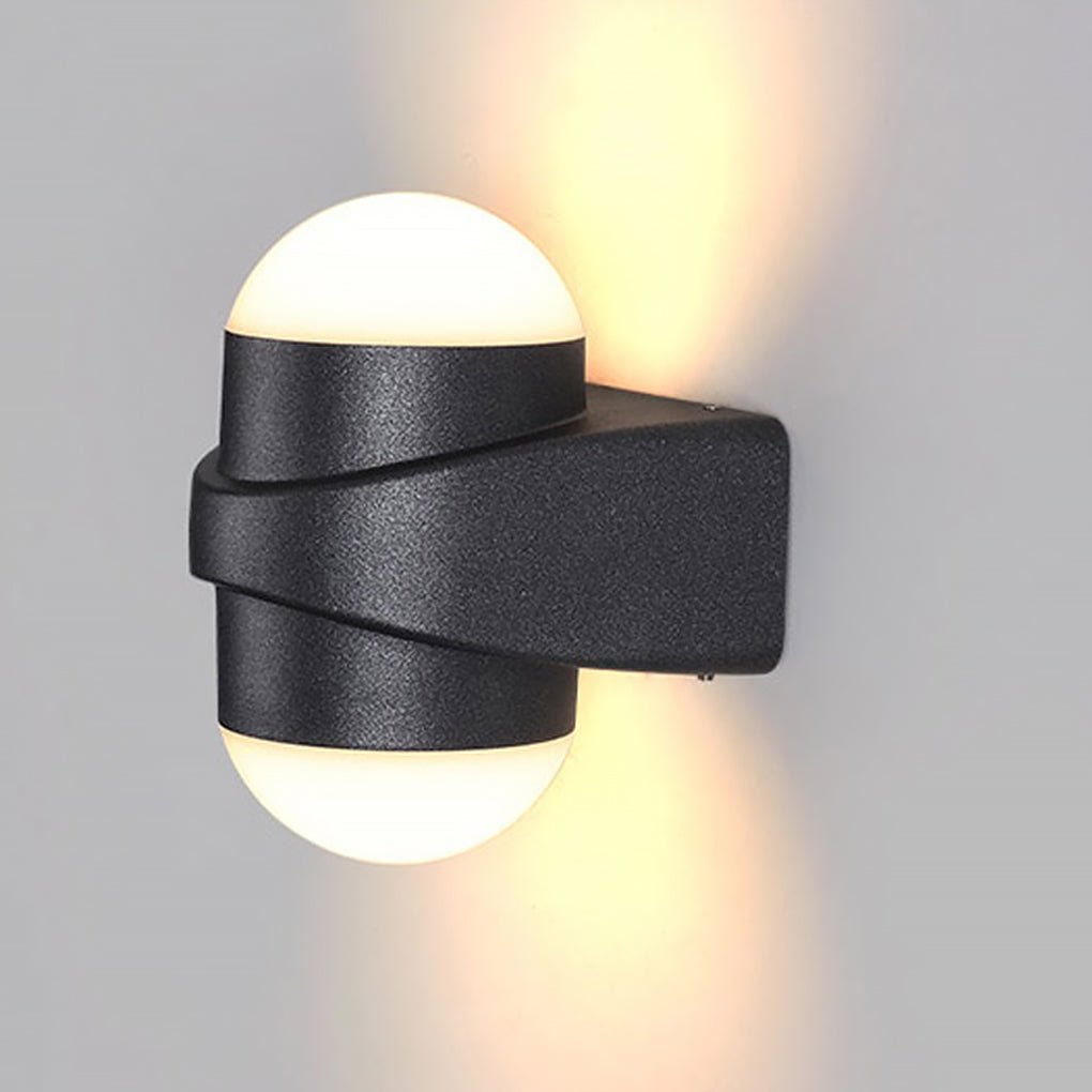 Round Waterproof LED Black Modern Up and Down Lights Outdoor Wall Sconces