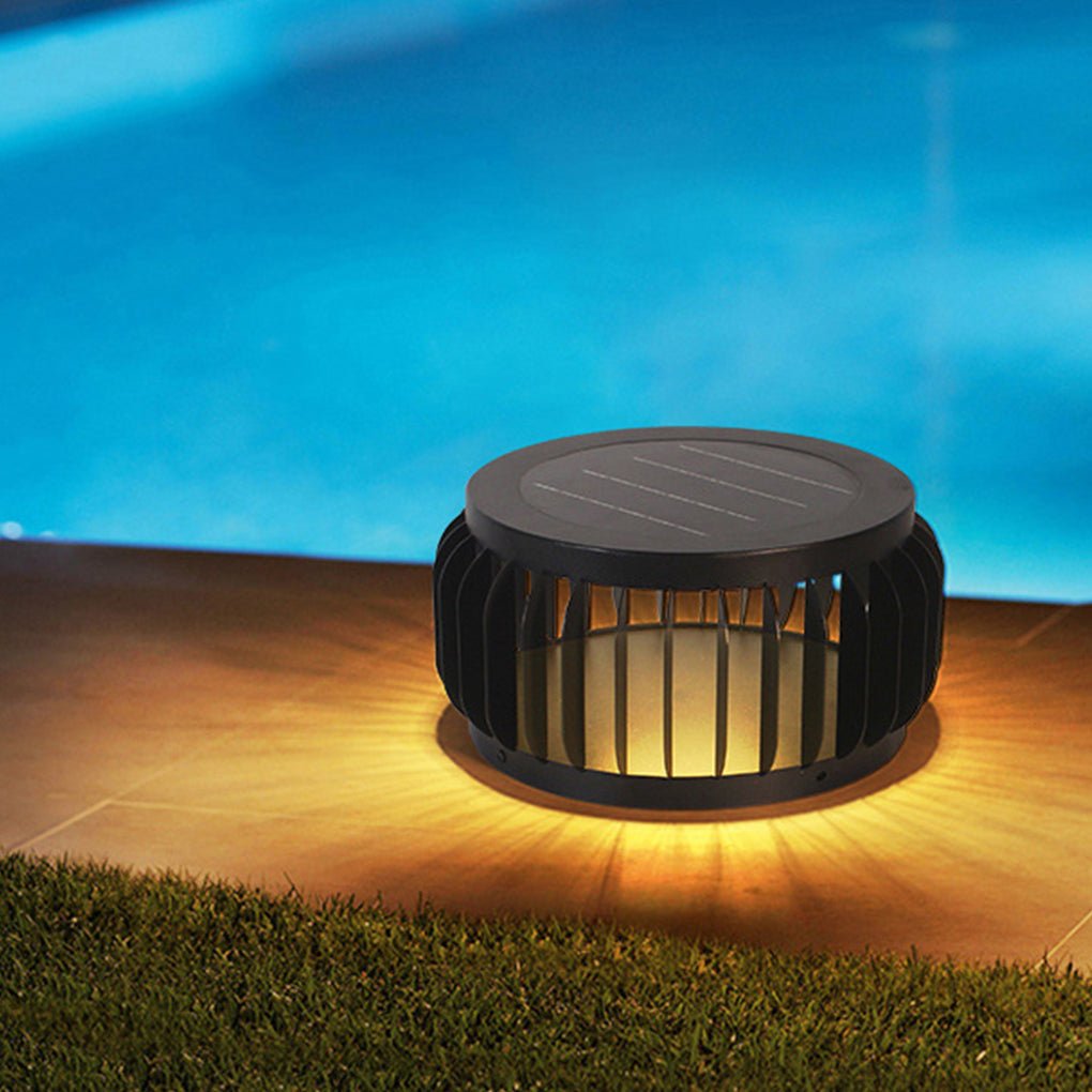 Modern Outdoor Waterproof Solar Three-color Dimming LED Garden Lamp Post Light