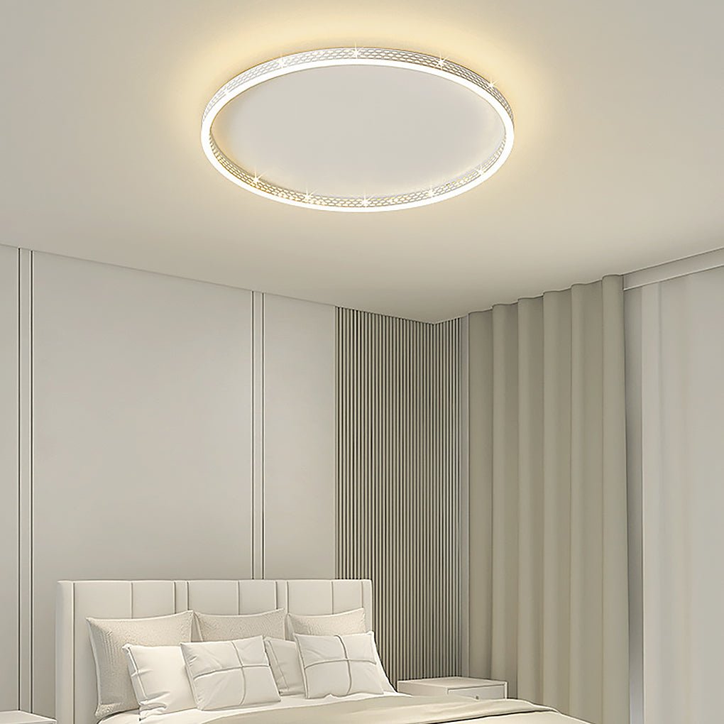 Modern Round Dimmable Flush Mount Lights LED Ceiling Light with Hollow Edge