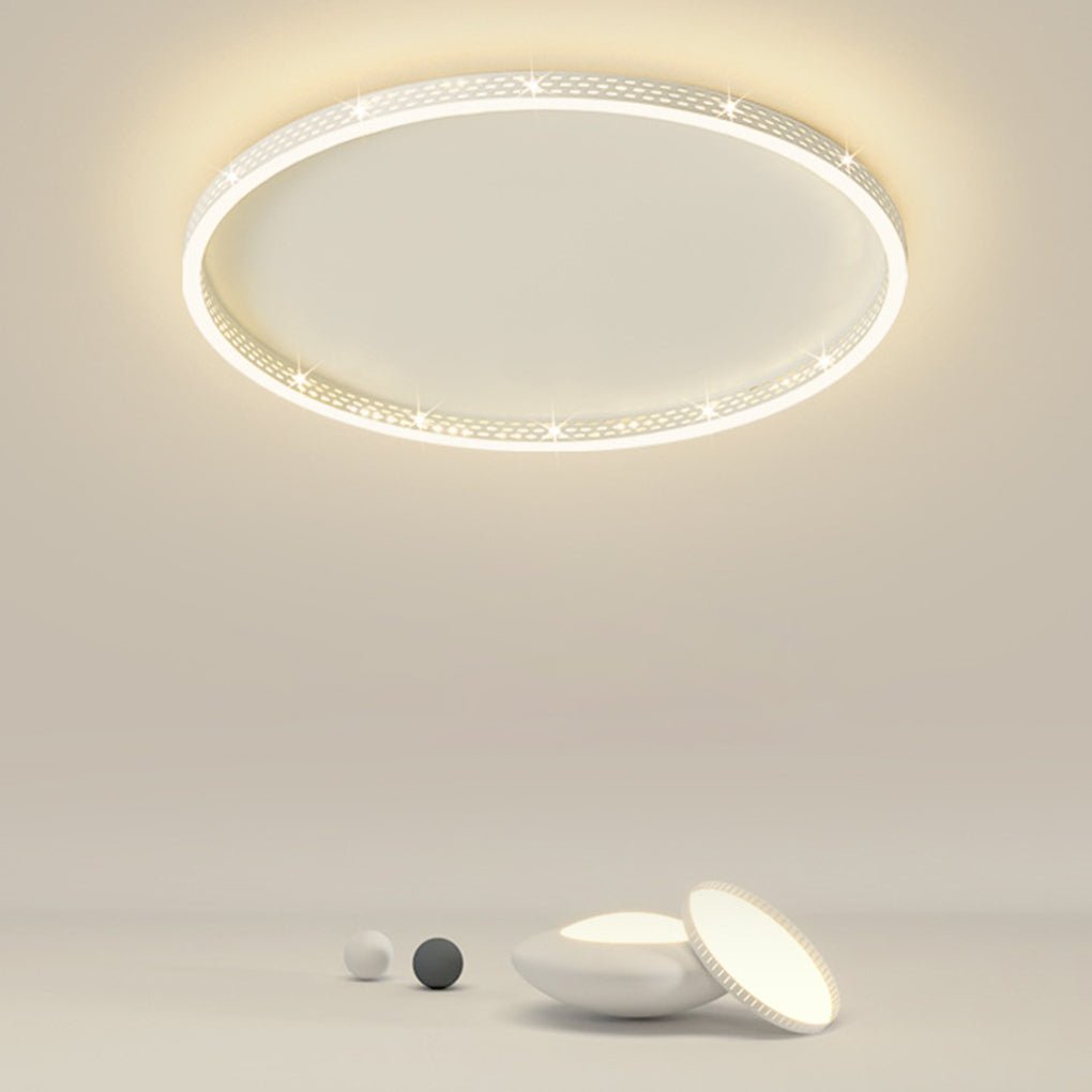 Modern Round Dimmable Flush Mount Lights LED Ceiling Light with Hollow Edge