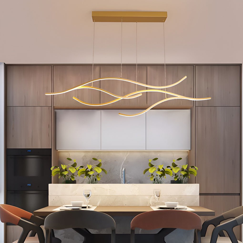 Wave Linear Hanging Branch Chandelier LED Island Pendant Light