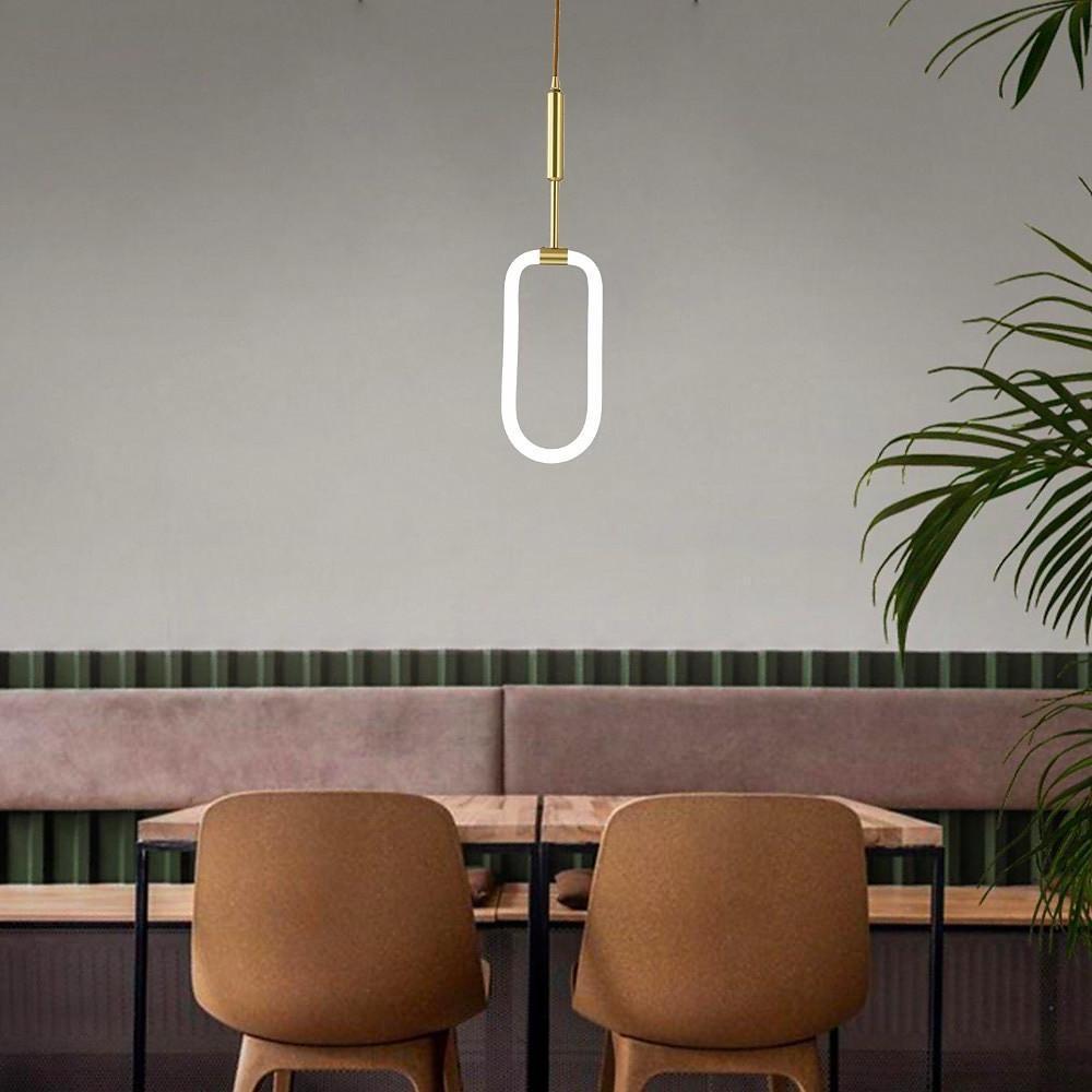 Rounded Rectangular Copper LED Nordic Kitchen Island Lighting Pendant Light