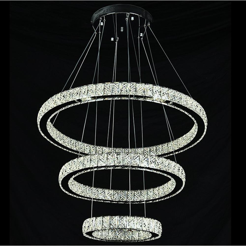 Geometrical Design Circle Chandelier Metal Crystal Ceiling Light