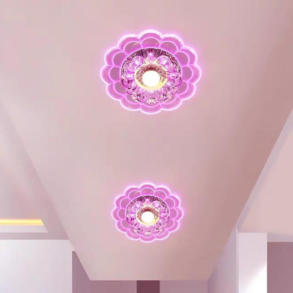 Flower Effect Entryway Lighting Crystal Metal LED Flush Mount Ceiling Light for Baby Kids