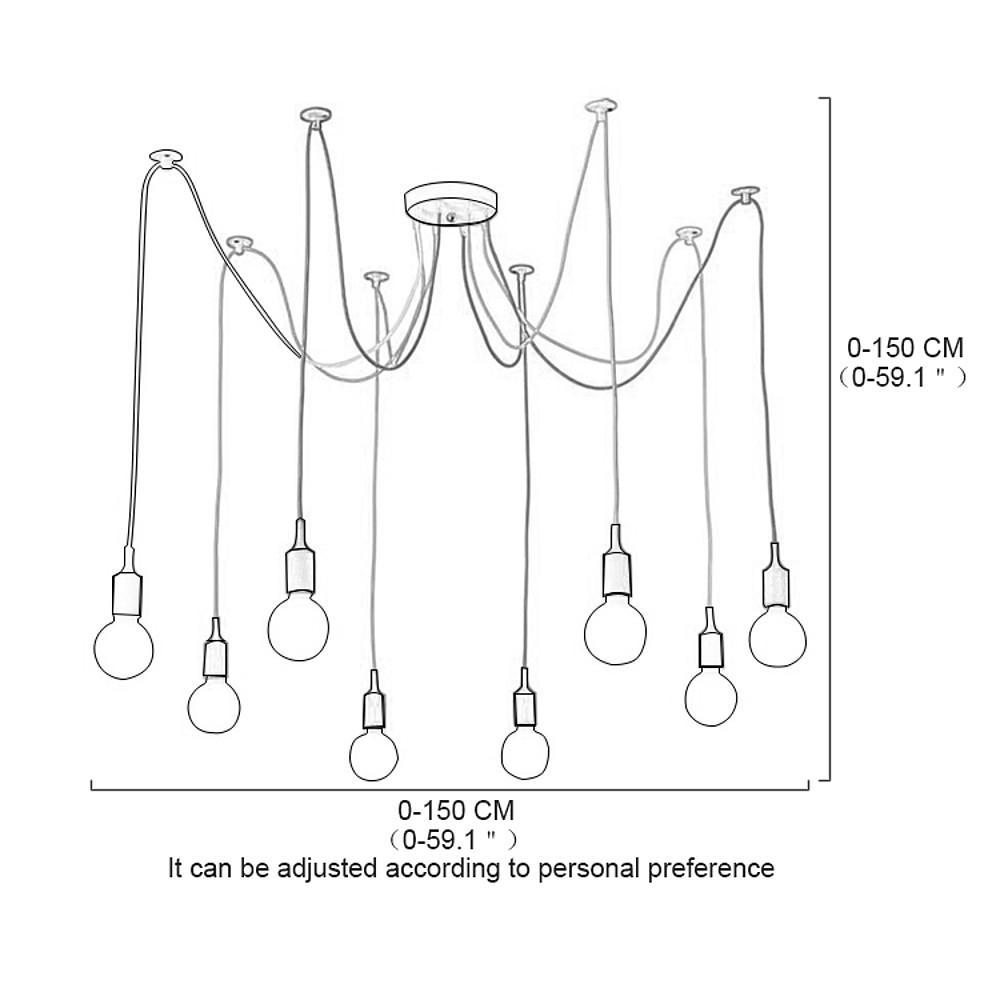 Cluster Spider Pendant Lighting 10-heads DIY Adjustable Ceiling Lights