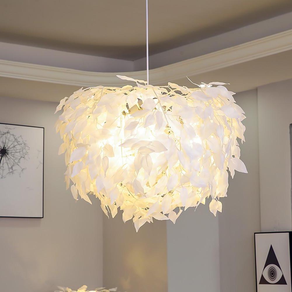 Modern Scandinavian Fabric Pendant Light??White & Gold, LED, Dimmable, 24''