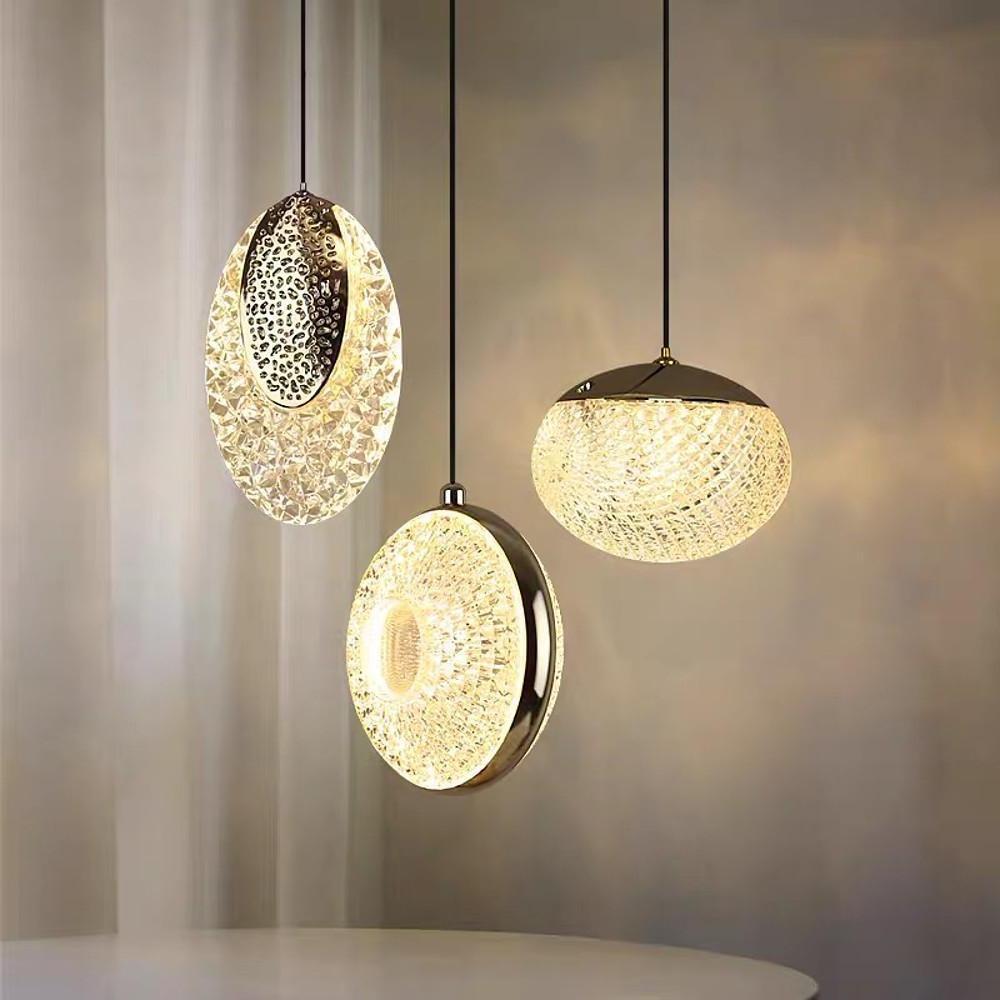 Circle Shaped Electroplated Acrylic Metal LED Modern Pendant Lighting