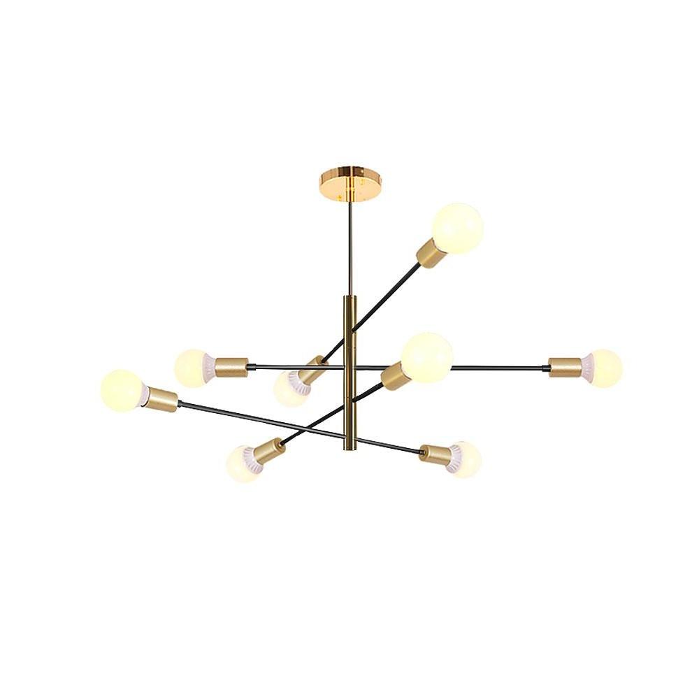 Modern Sputnik Chandelier Living Room Black Linear Chandelier 8 Bulbs