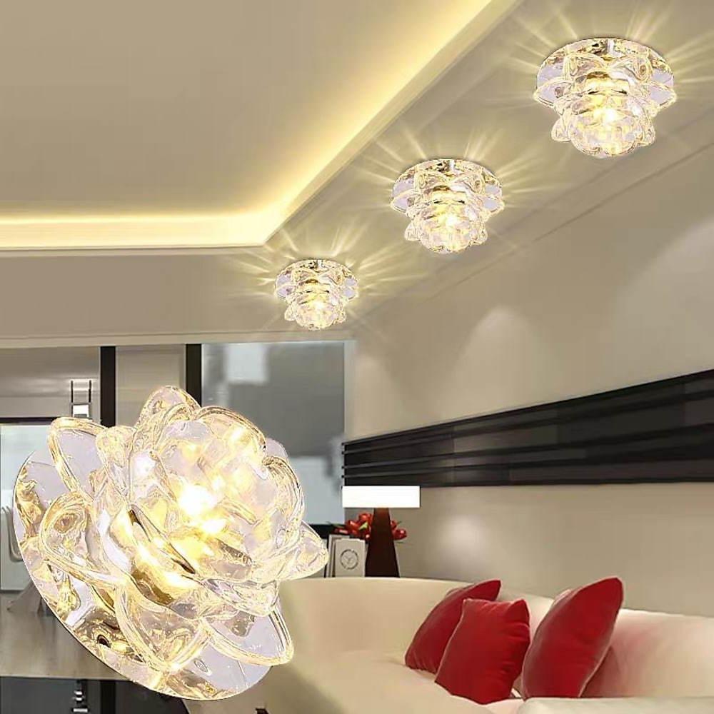 Electroplated Glass Flower Design LED Multi Color Modern Ceiling Lights