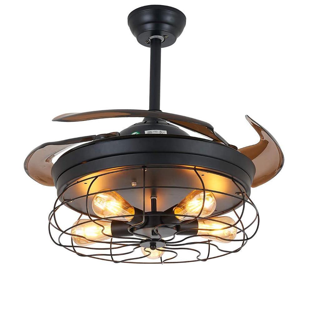 3 Bladed Farmhouse Retractable Ceiling Fan with Light