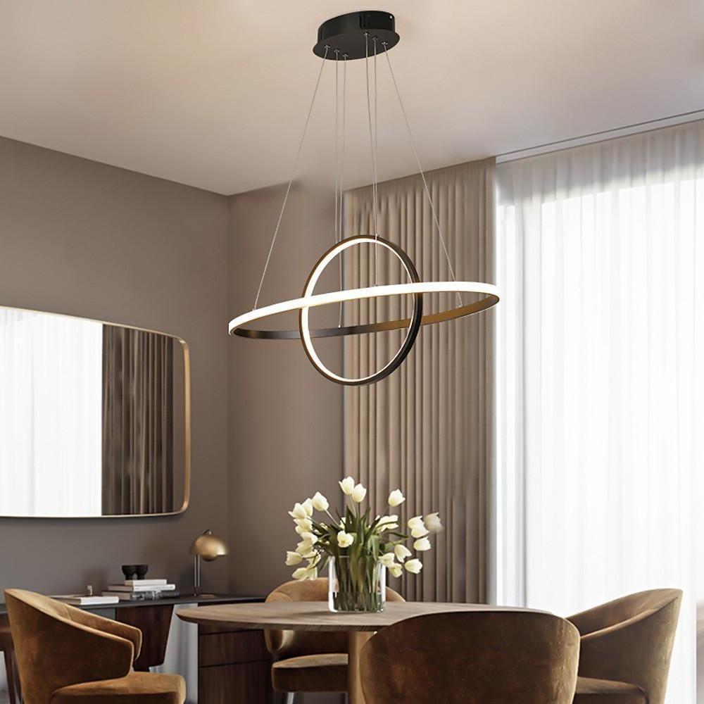 Two Circles LED Metal Adjustable Modern Chandelier Kitchen Island Lighting