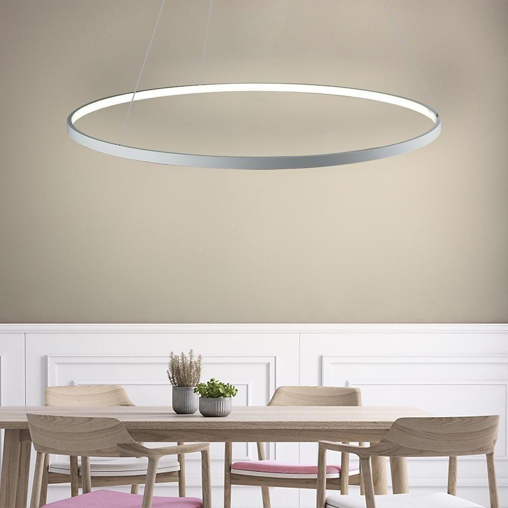 Round Geometric 30-Watt Single Ring Integrated LED Modern Bedroom Pendant