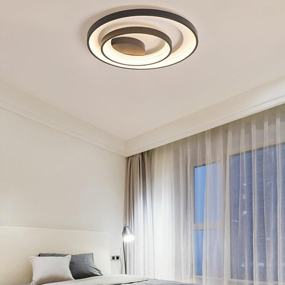 2-Light 2-Ring Semi-Flush Mount Ceiling Light LED Elegant Silica Gel Bedroom Light