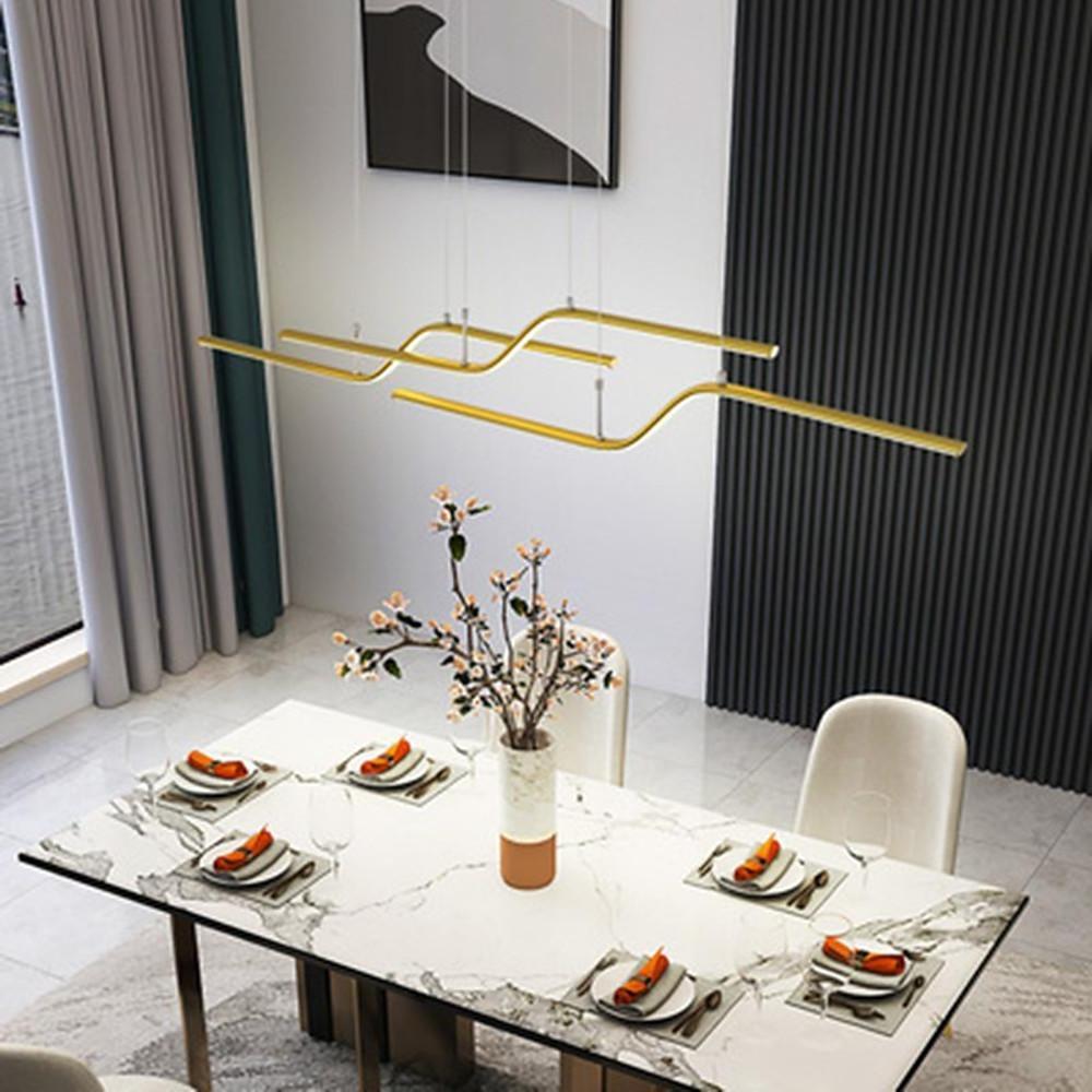 Linear Curved Minimalist Modern Chandeliers Dining Room Lighting Ceiling Light