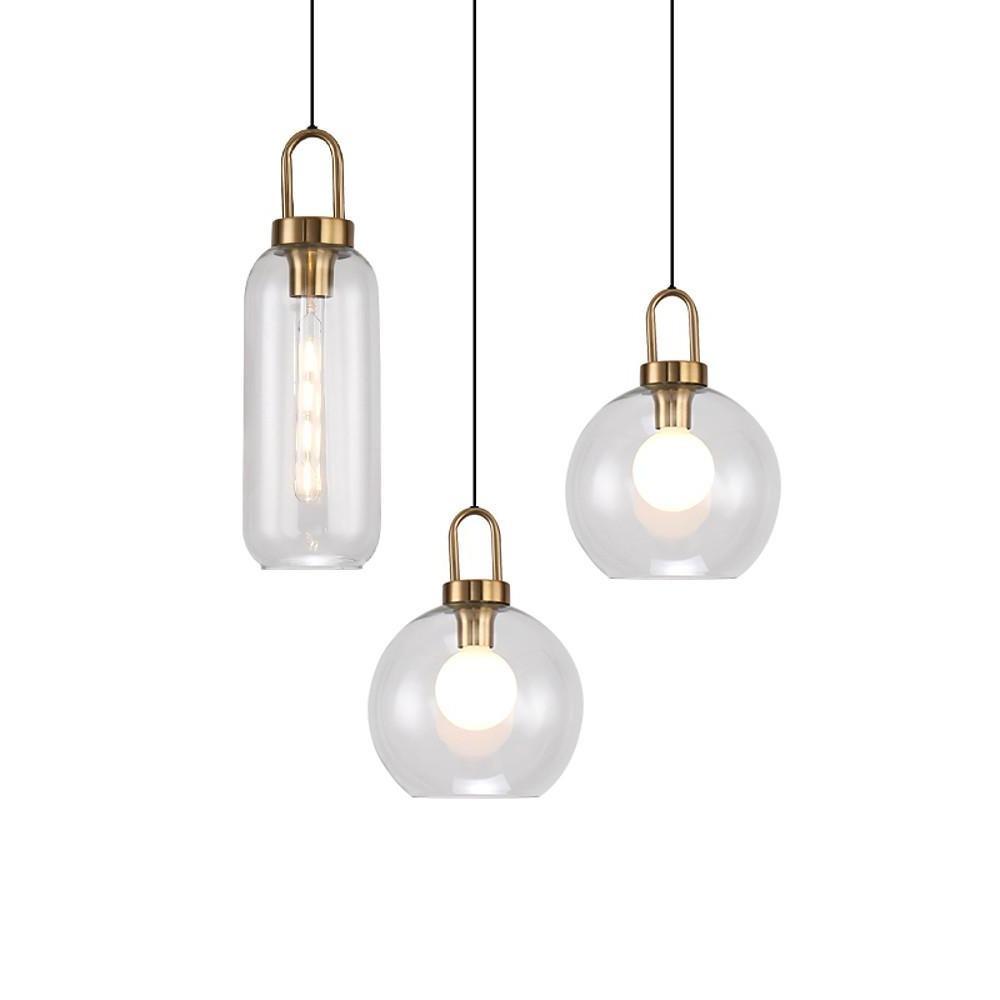 Semi Globe Glass Electroplated Metal LED Industrial Style Pendant Lighting