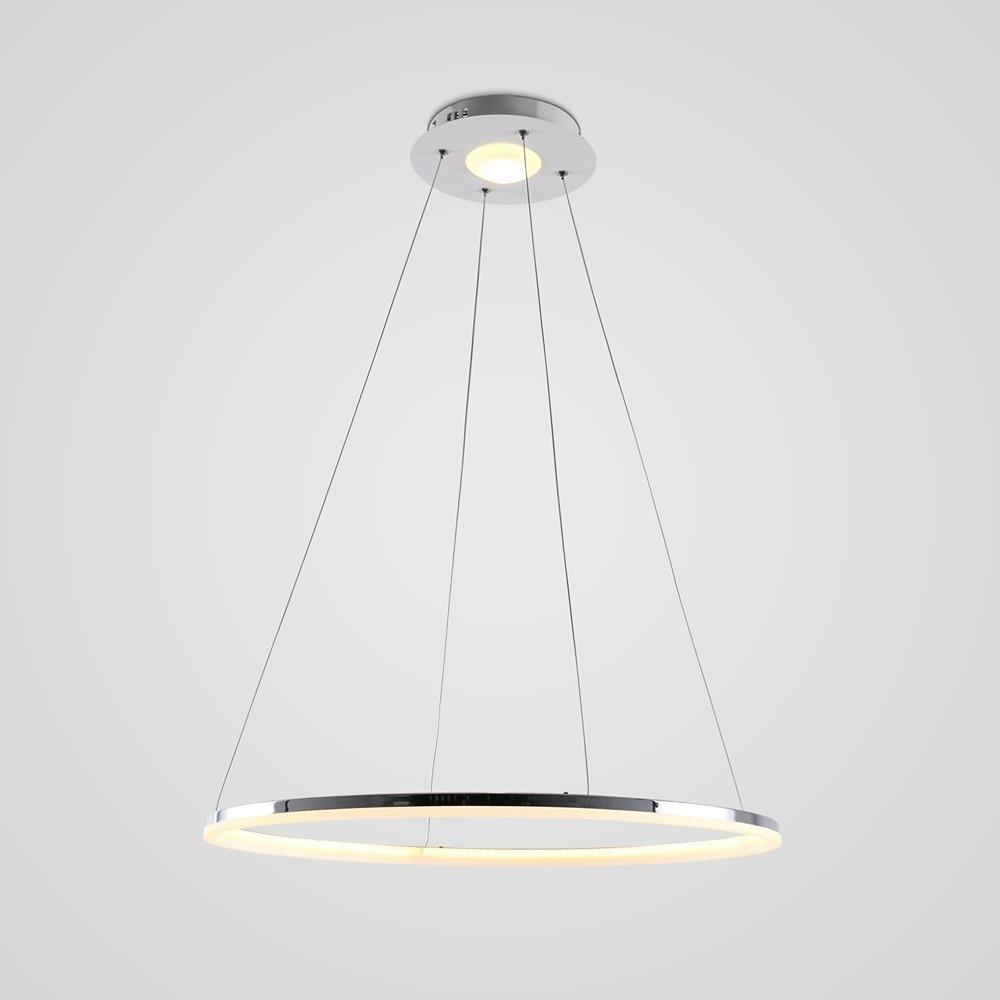 LED Circular Sturdy Modernistic Brushed Nickel Pendant Light With Remote Controller