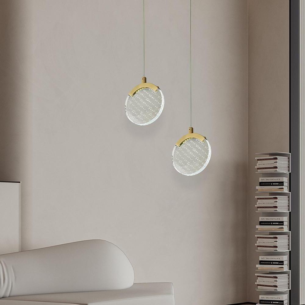 Artistic Circular Acrylic Copper LED Nordic Pendant Lighting Hanging Lamp