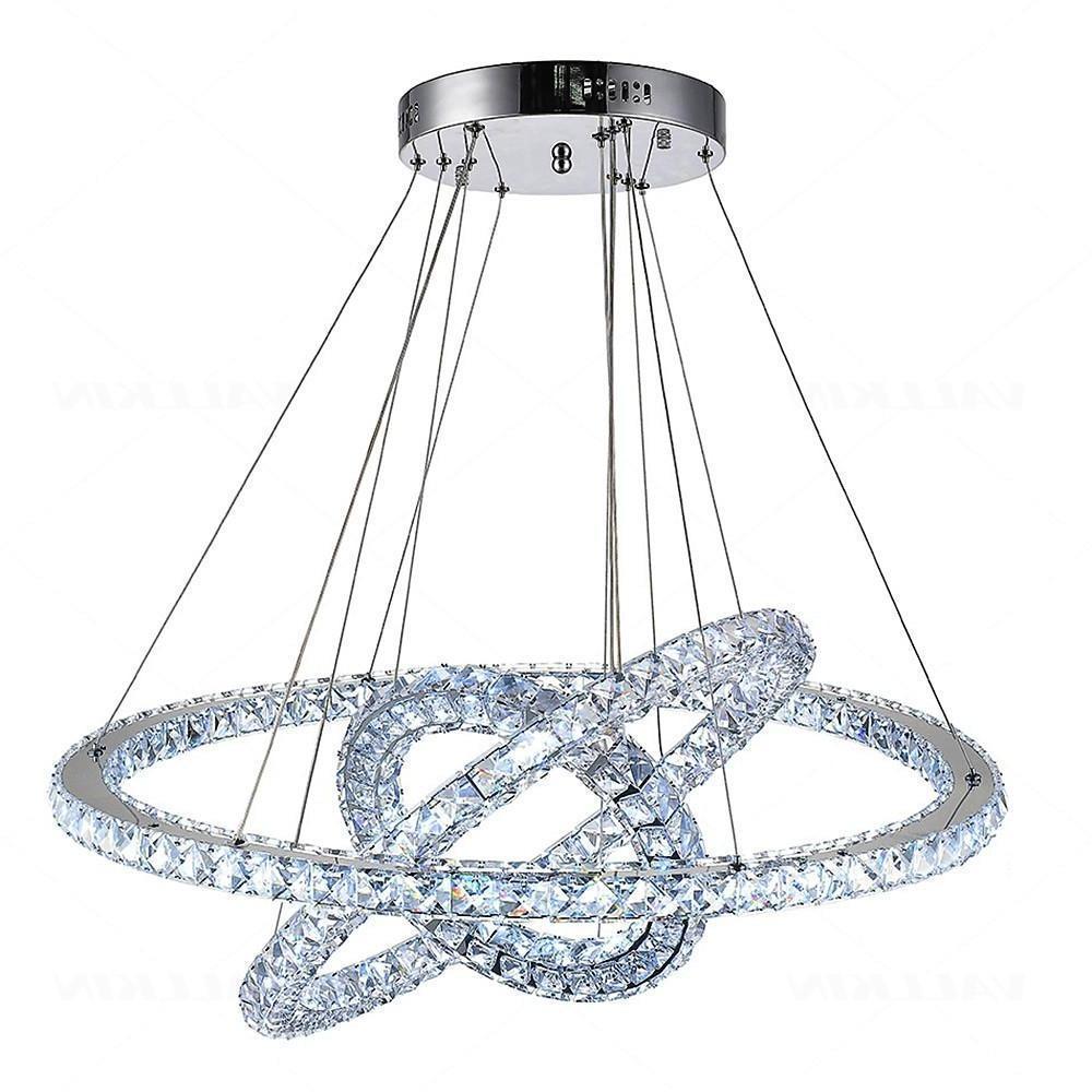 LED 3 Rings Gold Crystal Chandeliers Modern Concentric Circles Chandeliers