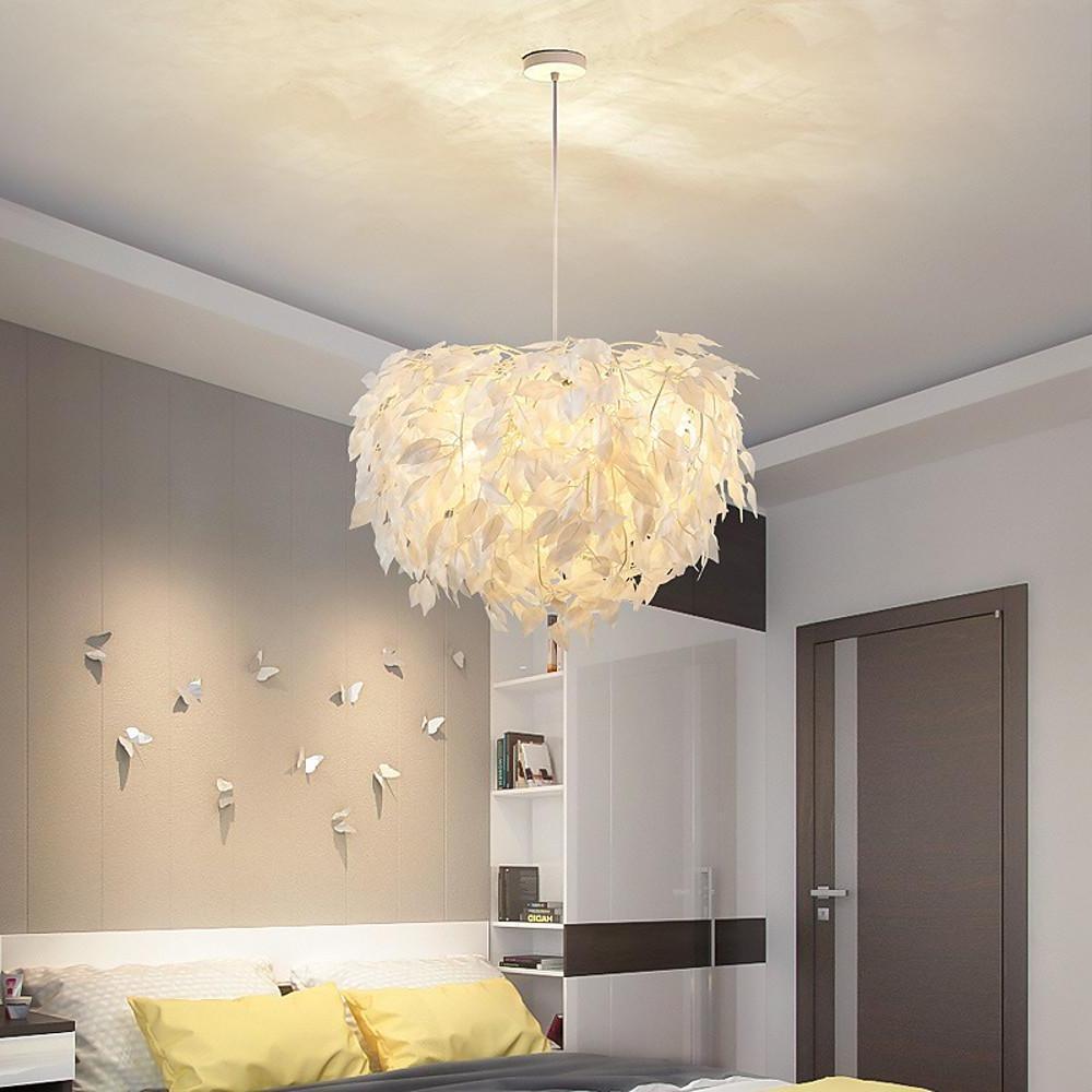 Modern Scandinavian Fabric Pendant Light??White & Gold, LED, Dimmable, 24''