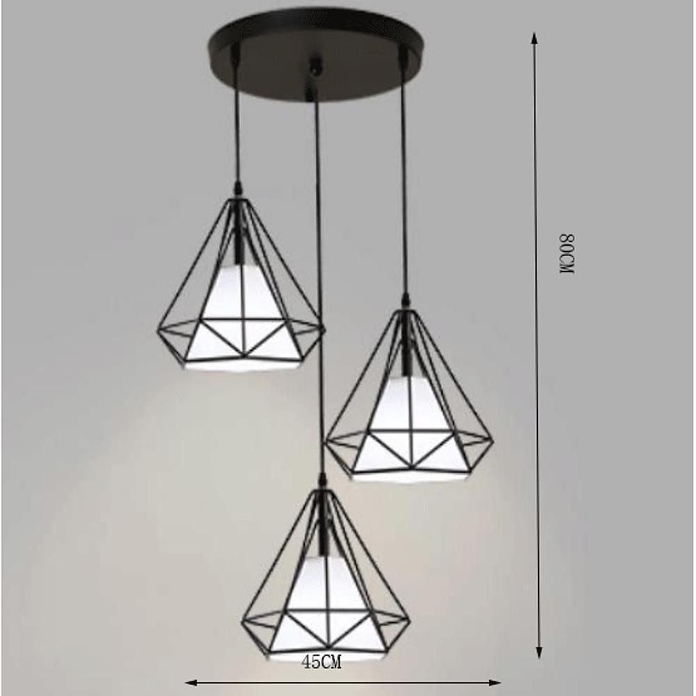 Geometrical Lantern Classic Island Pendant Lights Metal Fabric Ceiling Light