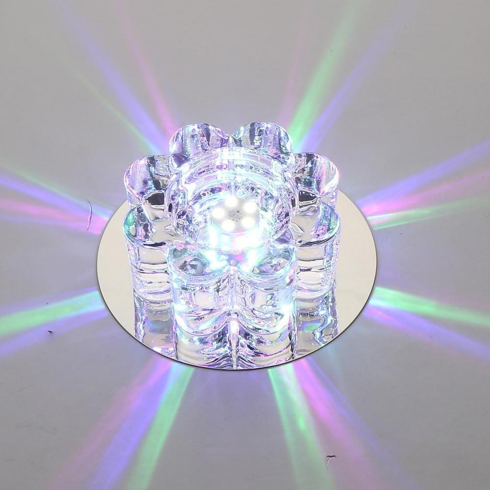 Electroplated Metal Crystal Flower Multi Color LED Modern Ceiling Light