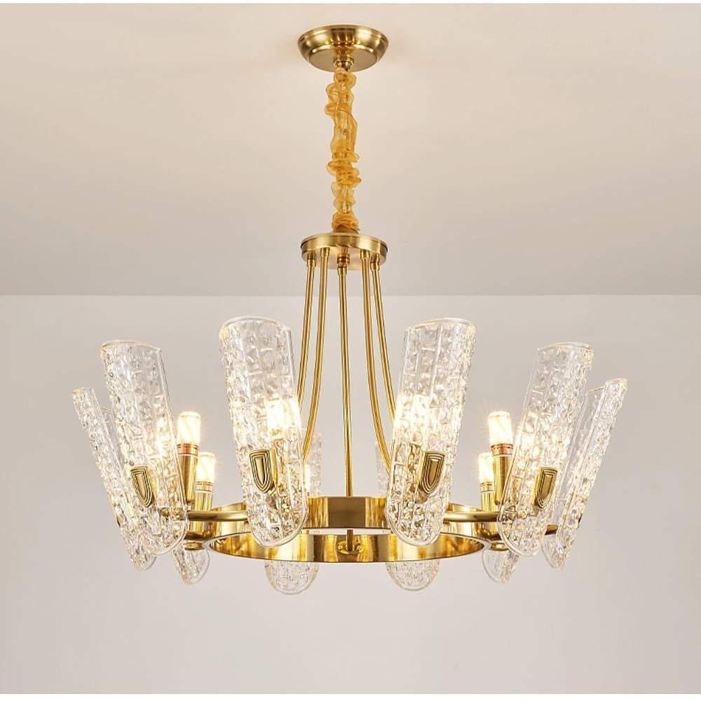 8-light LED Electroplated Metal Glass Gold Classic Chandelier Pendant Lighting