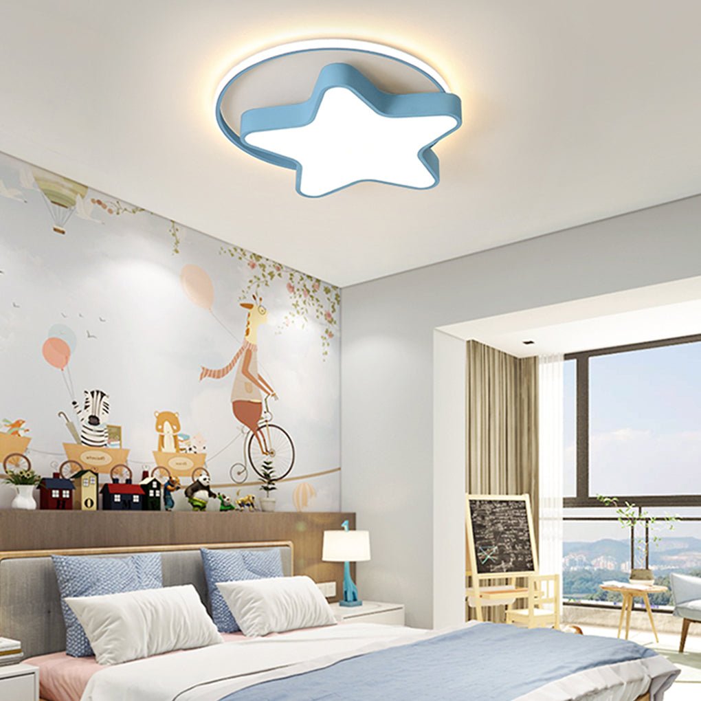 Nordic Creative Five-pointed Star Design Three Color Dimming LED Ceiling Lamp