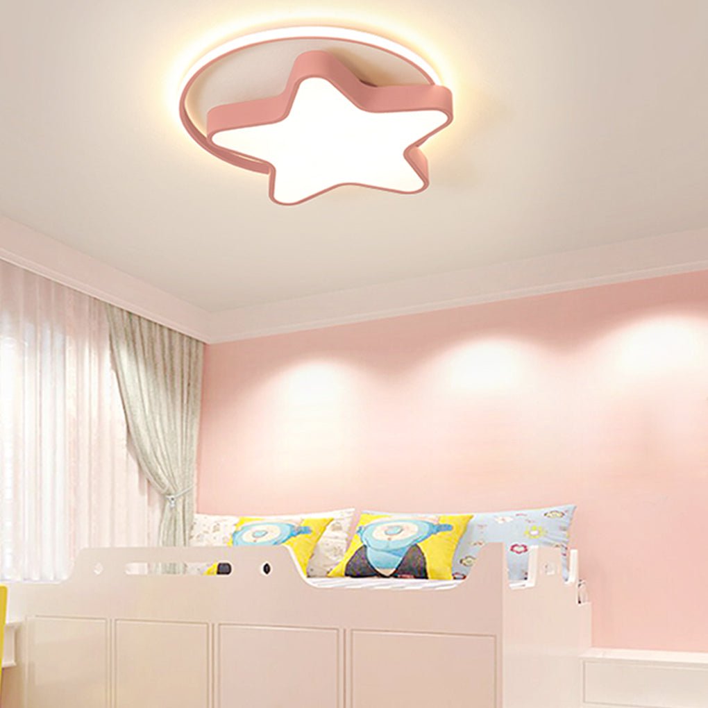 Nordic Creative Five-pointed Star Design Three Color Dimming LED Ceiling Lamp