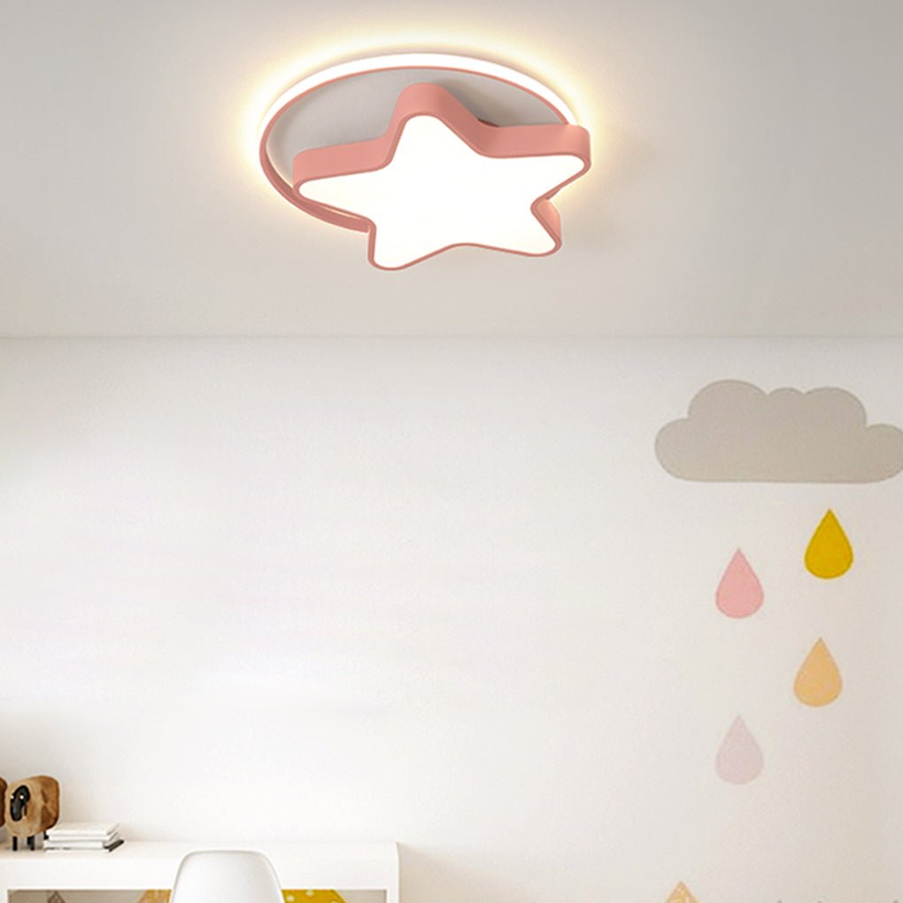 Nordic Creative Five-pointed Star Design Three Color Dimming LED Ceiling Lamp