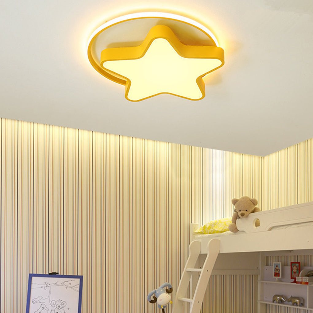 Nordic Creative Five-pointed Star Design Three Color Dimming LED Ceiling Lamp