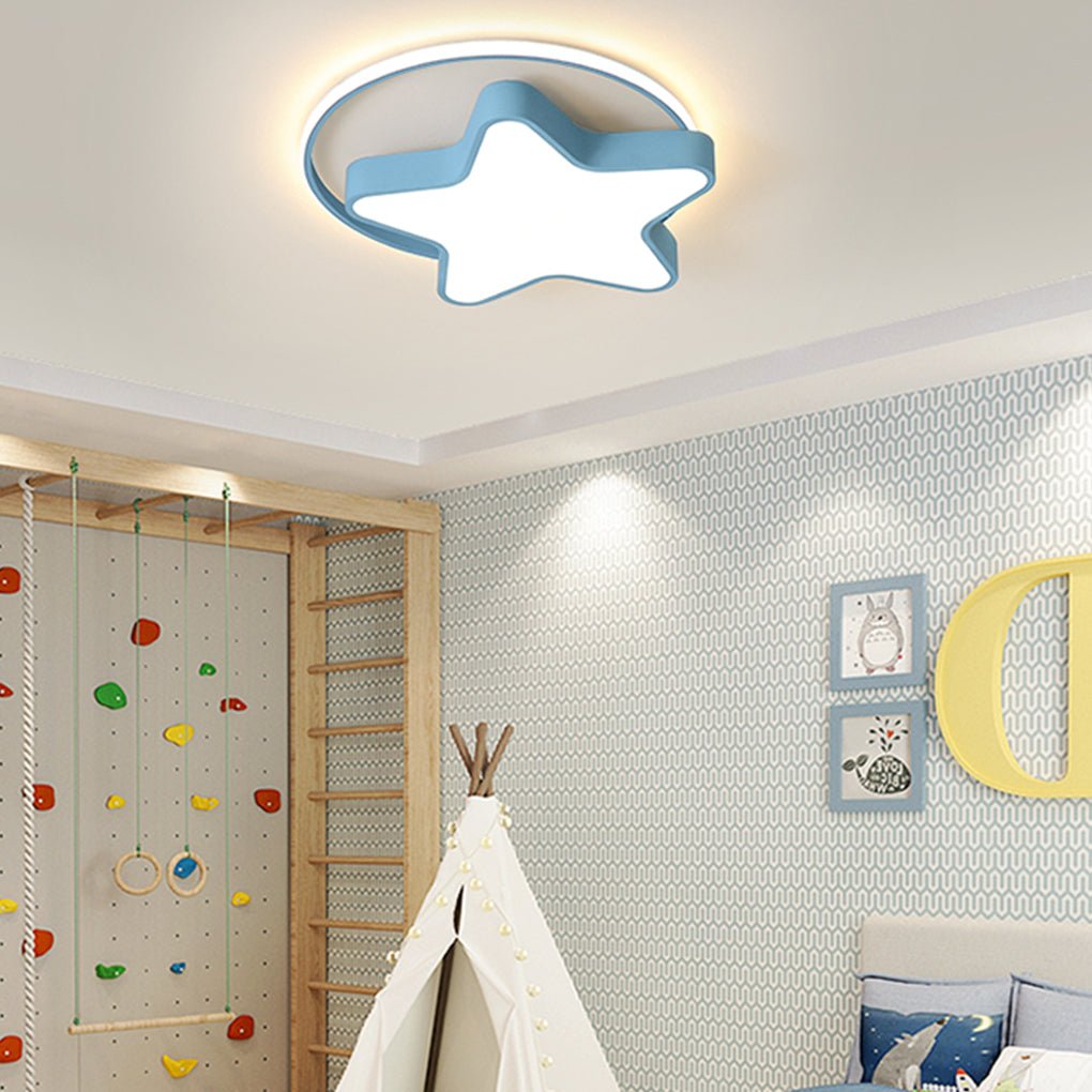 Nordic Creative Five-pointed Star Design Three Color Dimming LED Ceiling Lamp