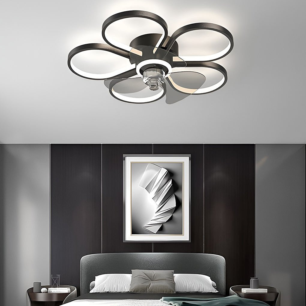 Nordic Flower Ceiling Fan Light LED Flush Mount Ceiling Fan Lamp