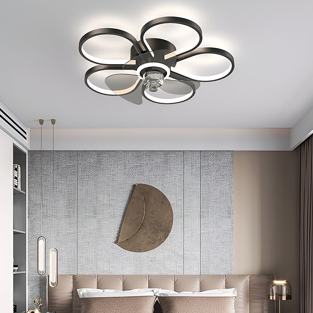 Nordic Flower Ceiling Fan Light LED Flush Mount Ceiling Fan Lamp